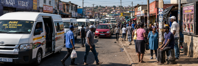 Busy Kasi street with community stores and local trade